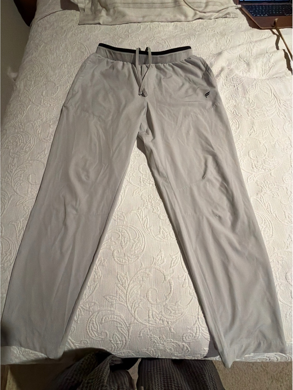 Fabletics Men's Light Gray Pants with Drawstring Waist